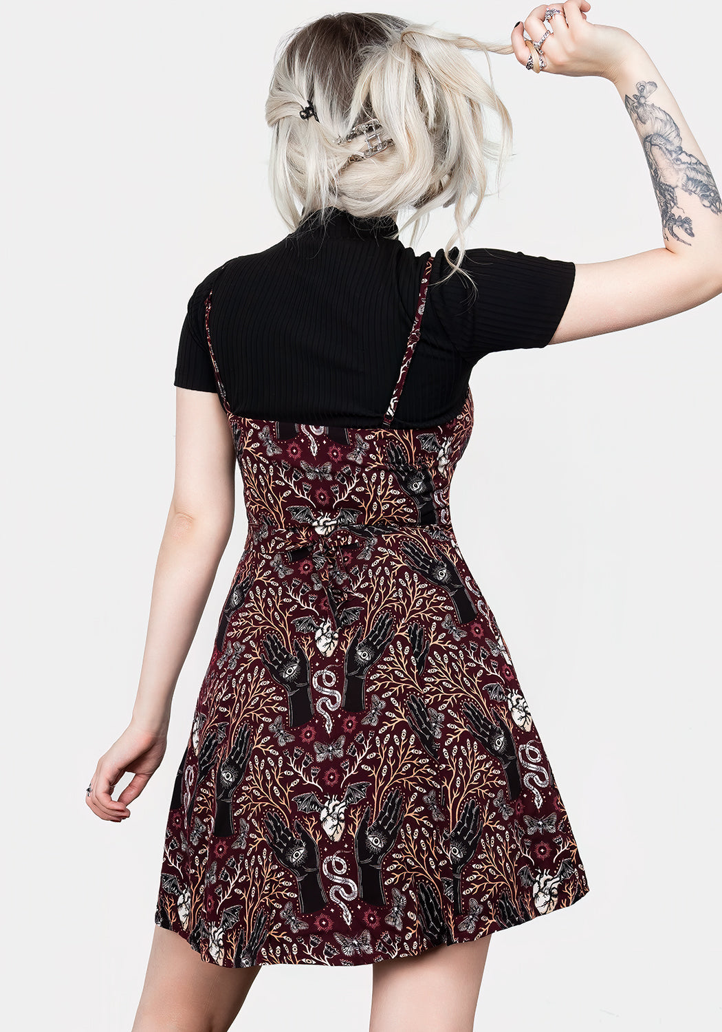 Burgundy Button-Up Apron Dress with Adjustable Straps & Waist Ties | Hemlock