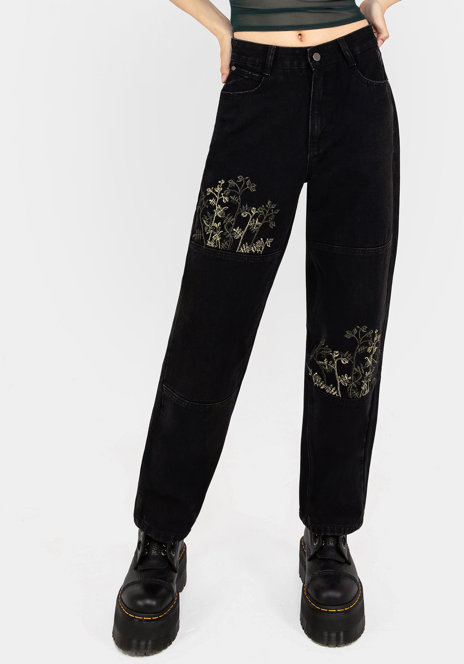 Floral Embroidered Distressed Denim Jeans | Buckthorn