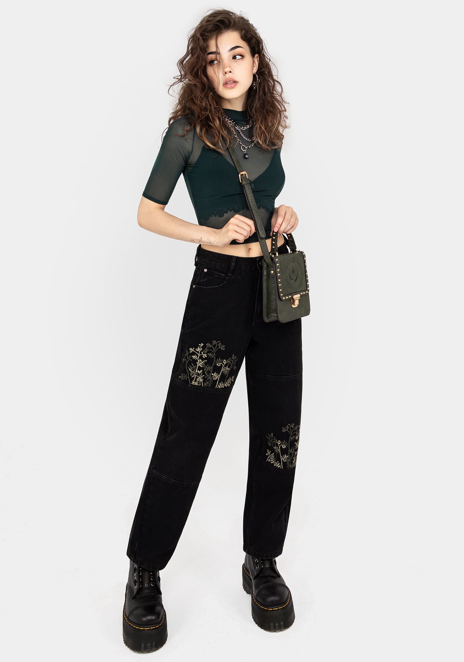 Floral Embroidered Distressed Denim Jeans | Buckthorn