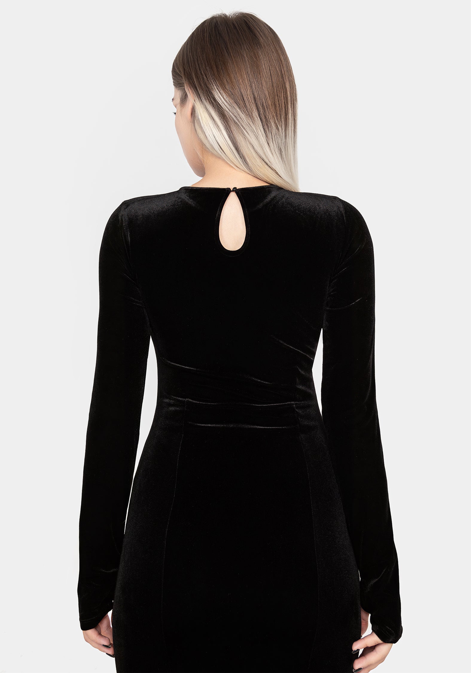 Black Velour Maxi Gown with Mesh Spider Cut-Out | Antivenom