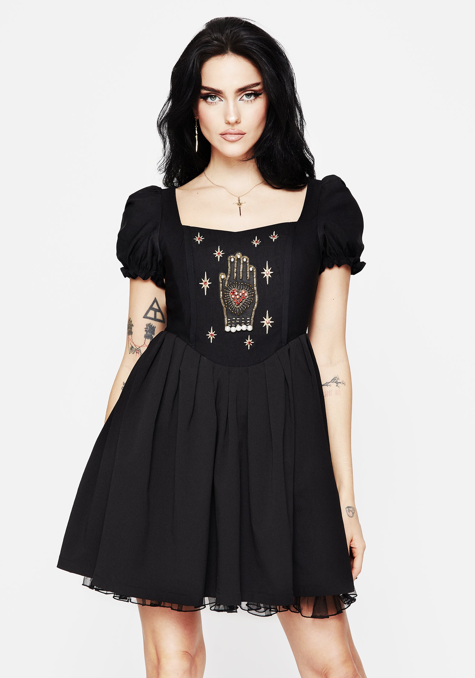 Hand Embroidered Corset Mini Dress with Applique & Beaded Details | Ingrid