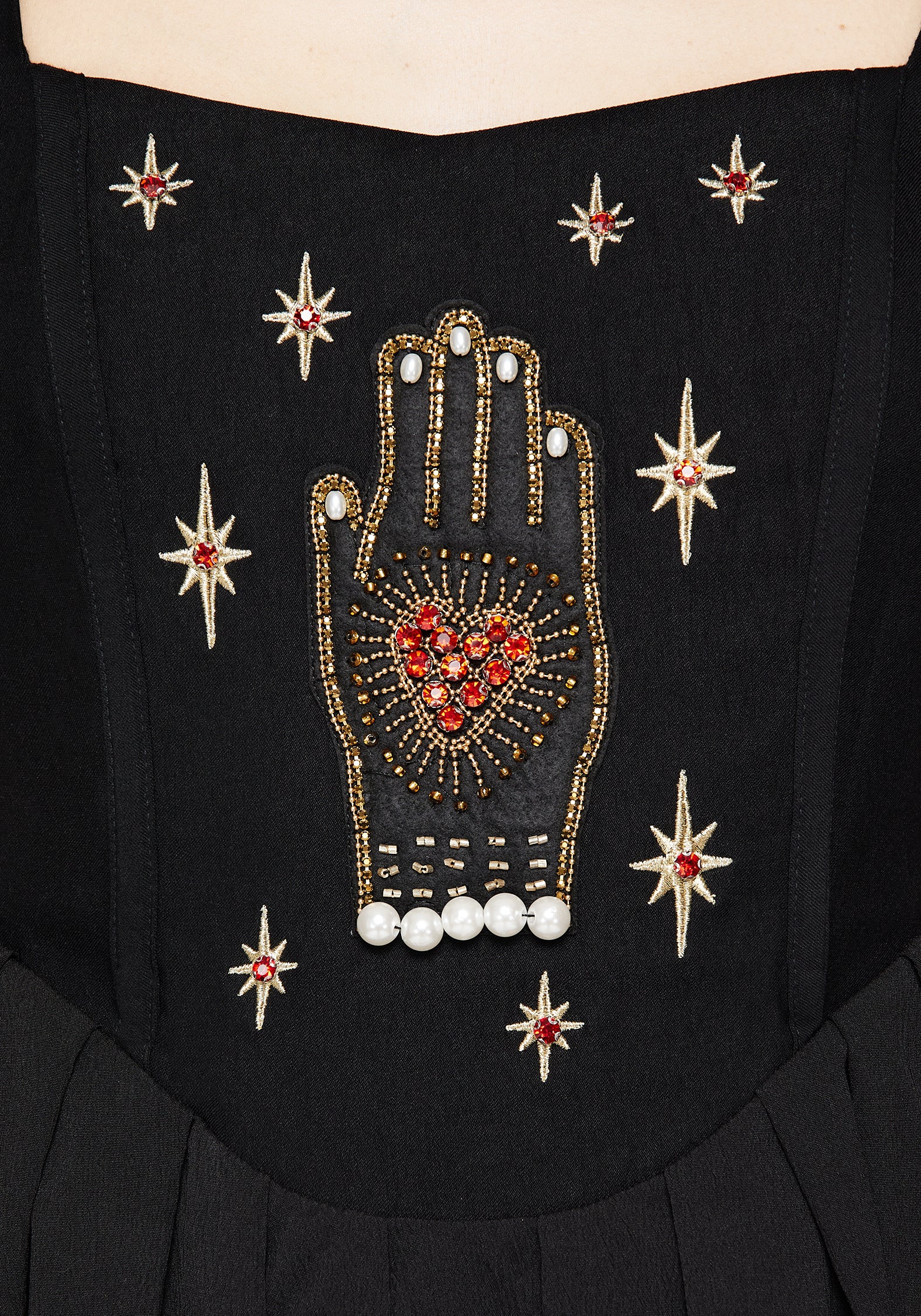 Hand Embroidered Corset Mini Dress with Applique & Beaded Details | Ingrid