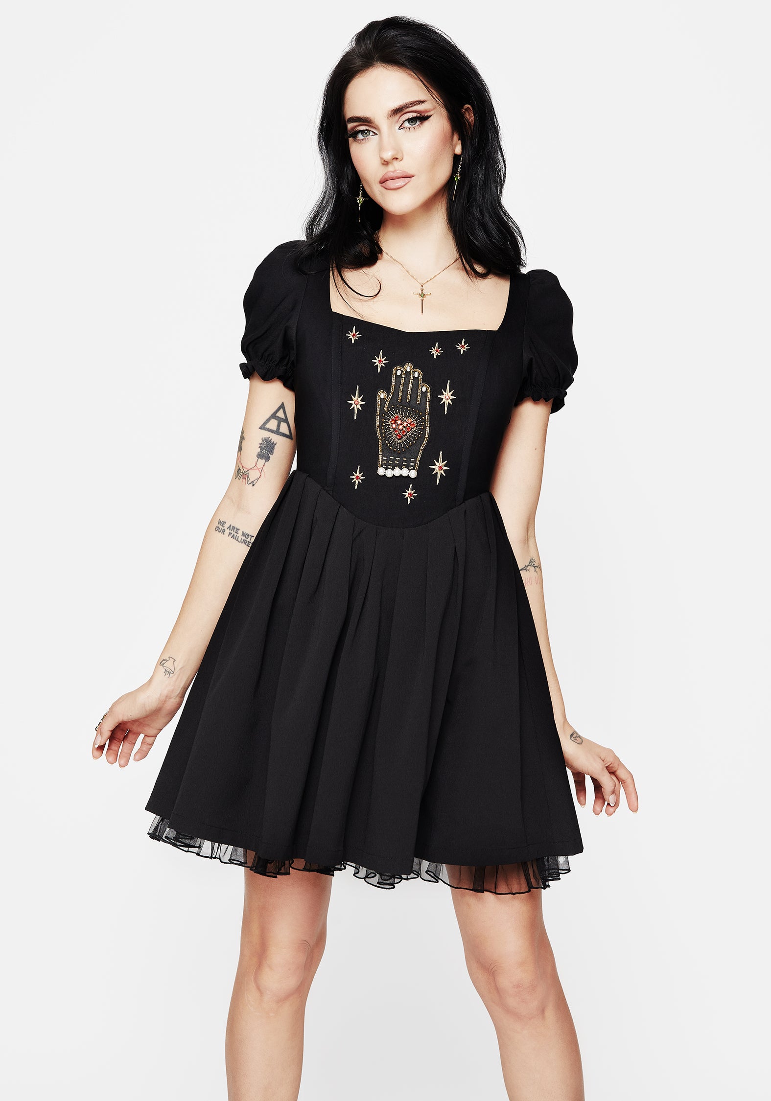 Hand Embroidered Corset Mini Dress with Applique & Beaded Details | Ingrid