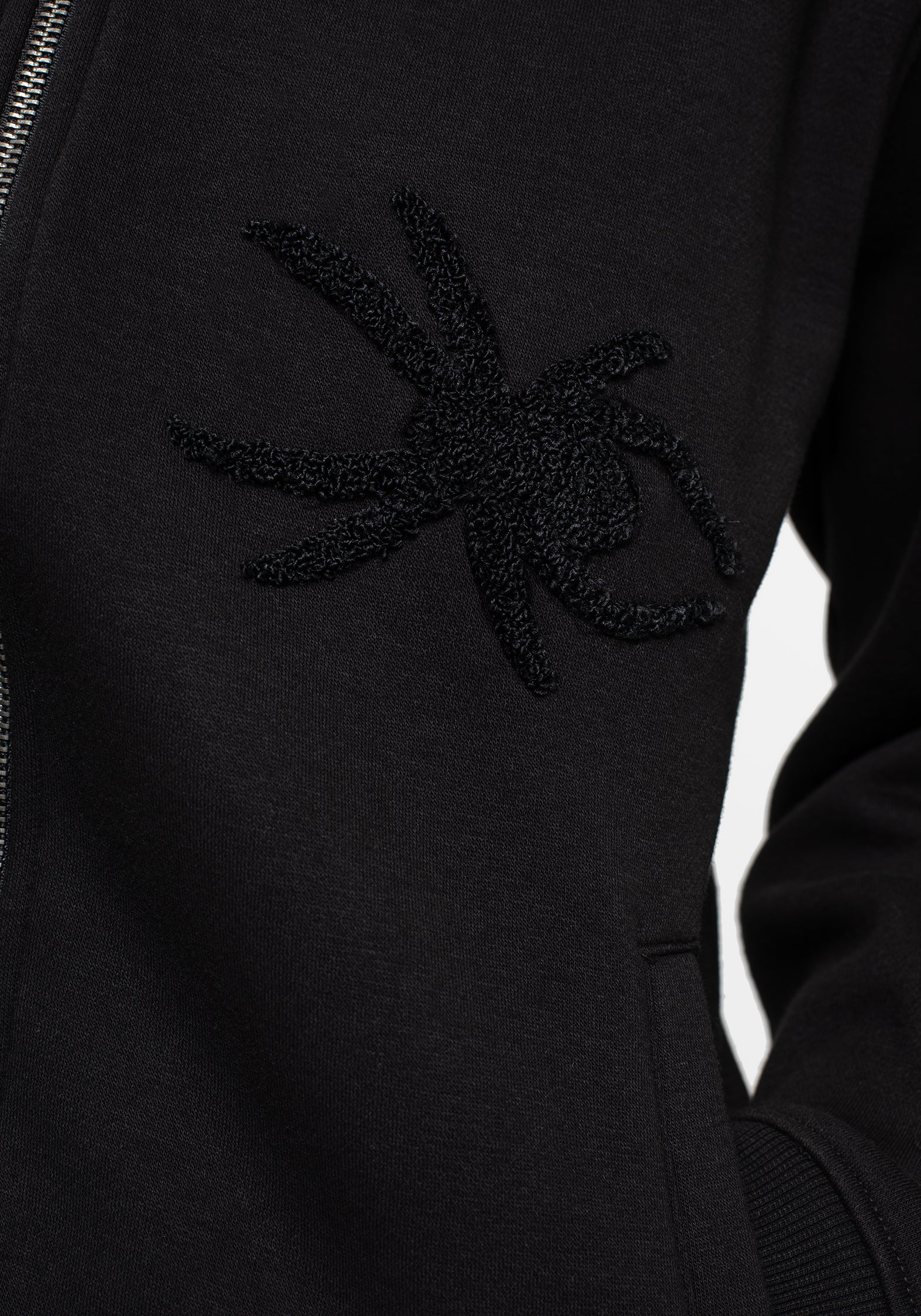 Spider Embroidered Zip Hoodie for Men & Women | Huntsman Black