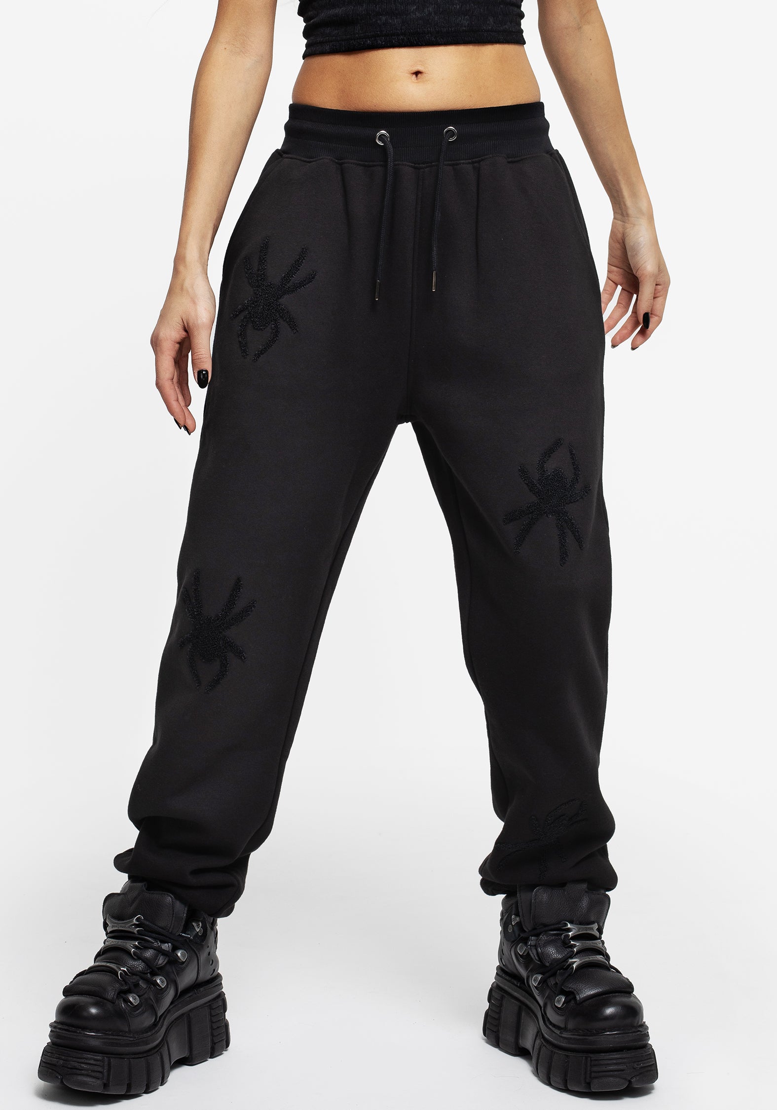Spider Embroidered Tapered Sweatpants | Huntsman Joggers