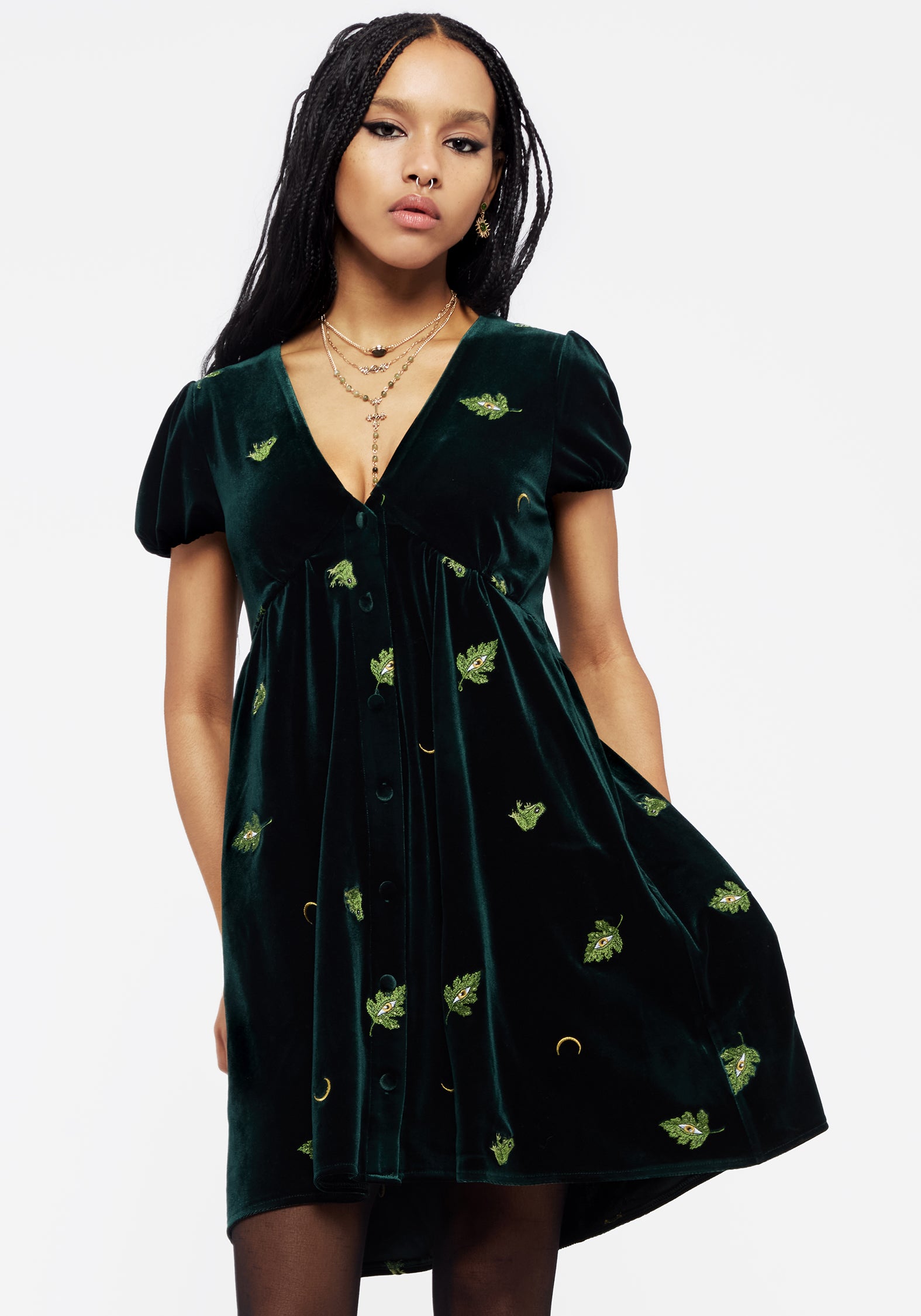 Frog Embroidered Velour Mini Dress | Swamplife