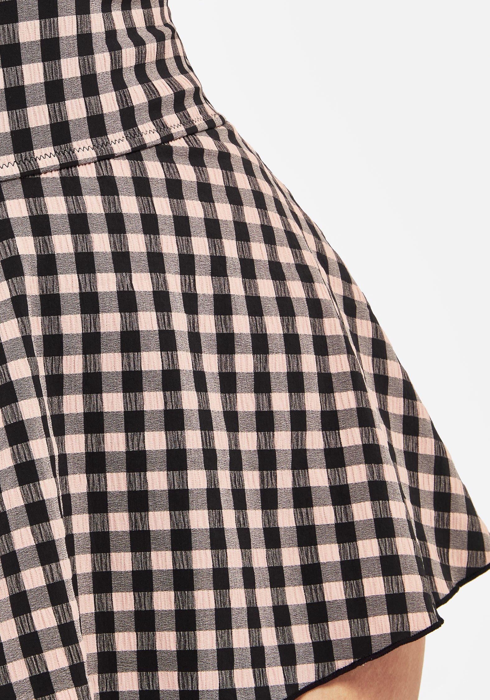 Pink Gingham Peplum Swimsuit with Adjustable Straps | Terra