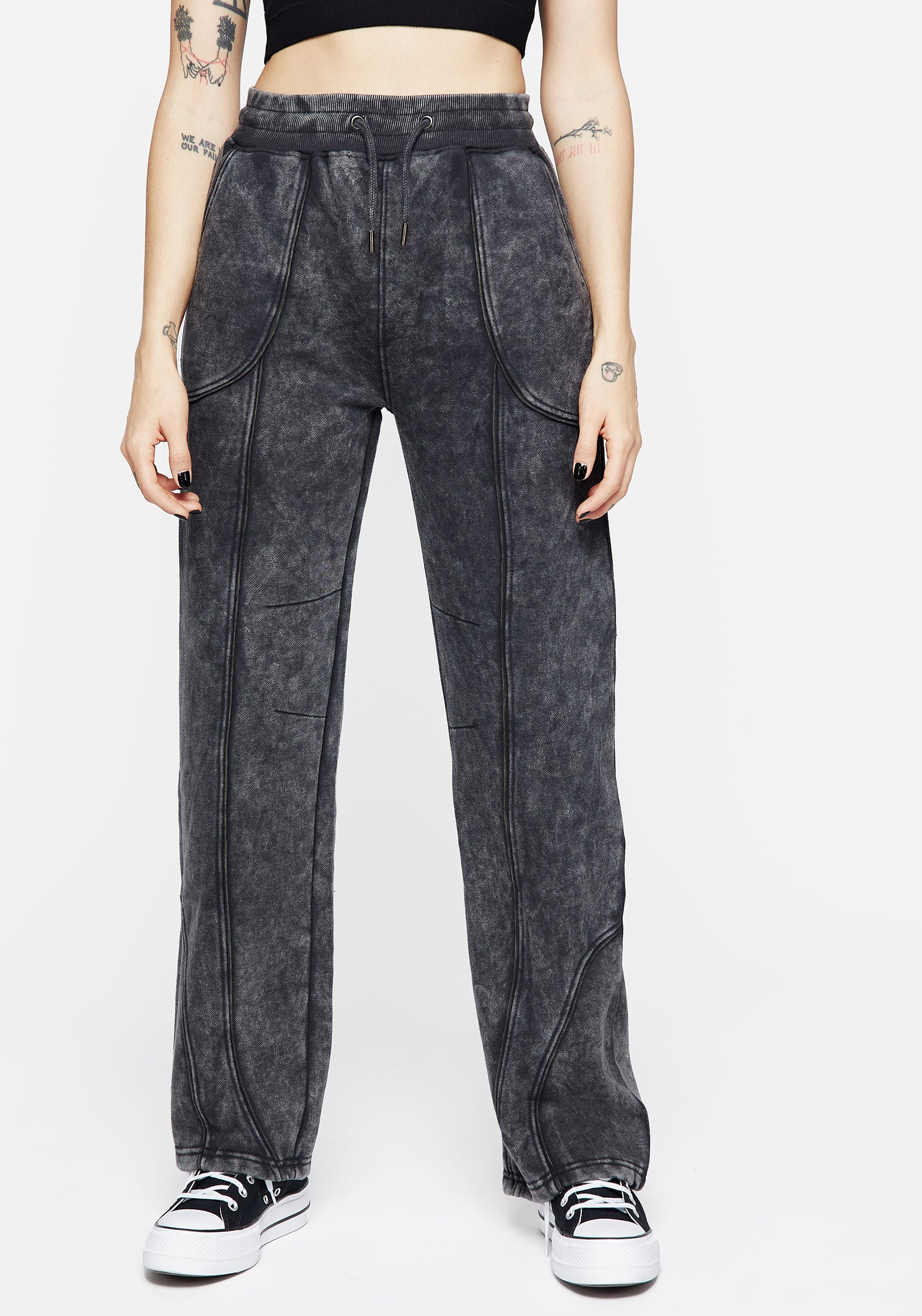 Acid Wash Straight Leg Sweatpants | Ianthe Grey Jersey