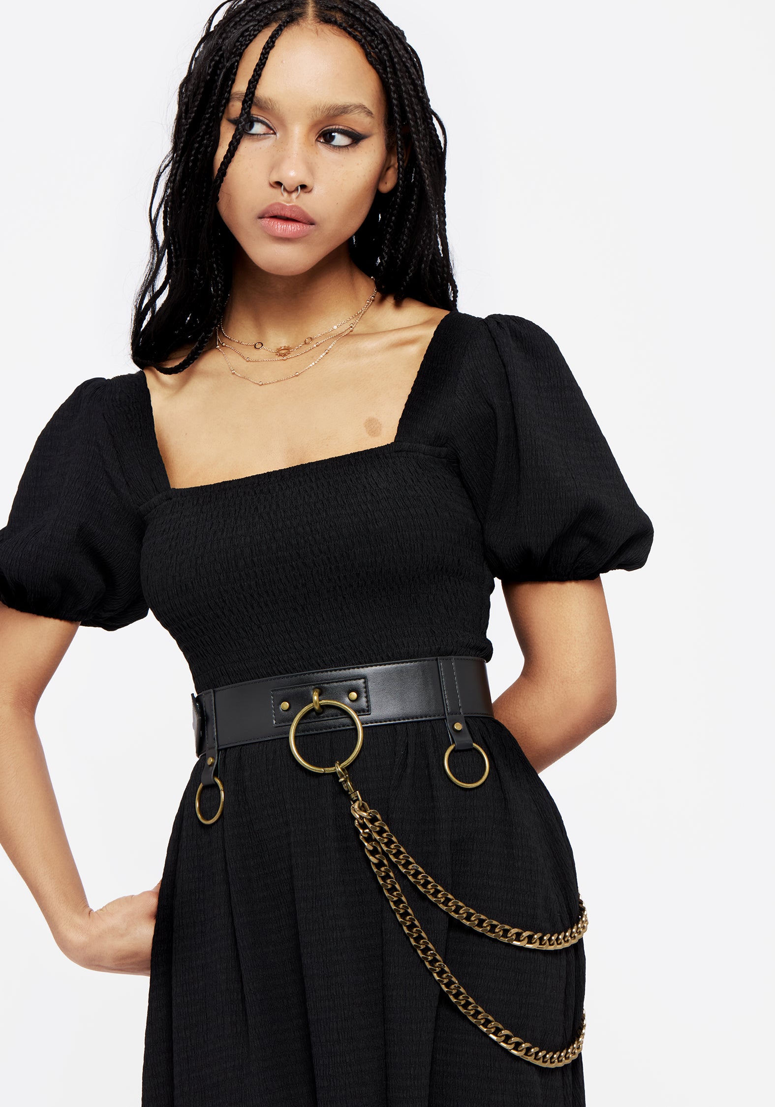 Faux Leather Chain Belt with Brass Hardware | Calliope
