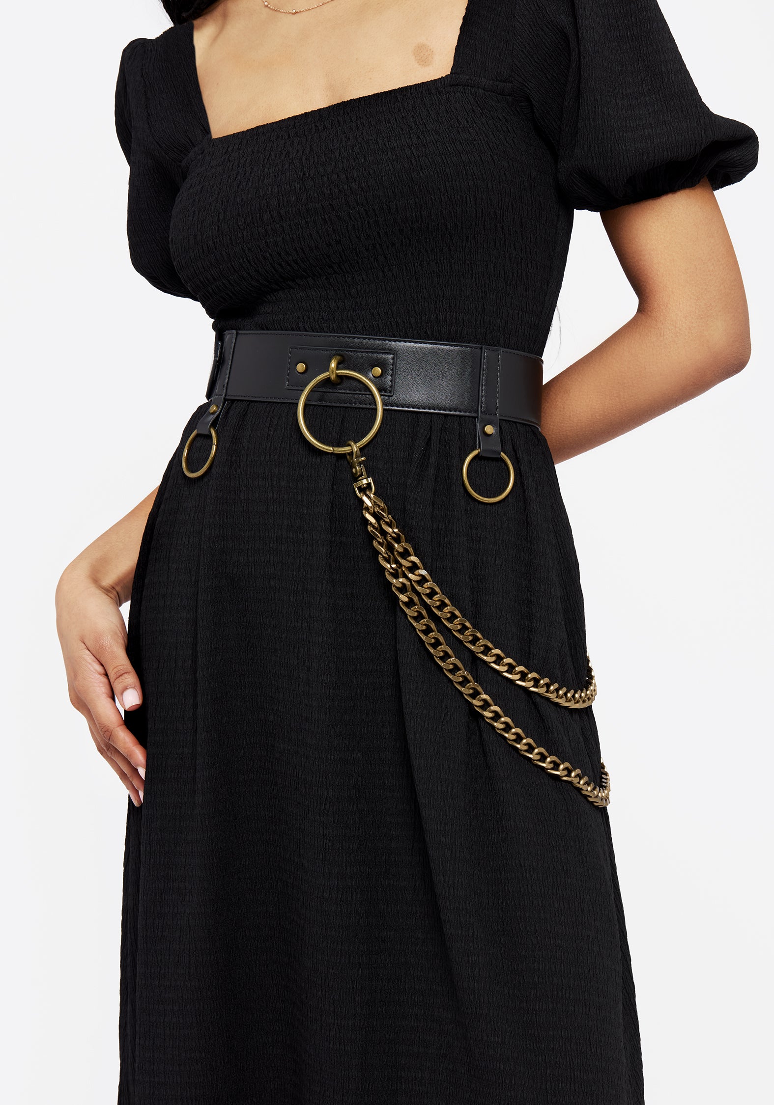 Faux Leather Chain Belt with Brass Hardware | Calliope