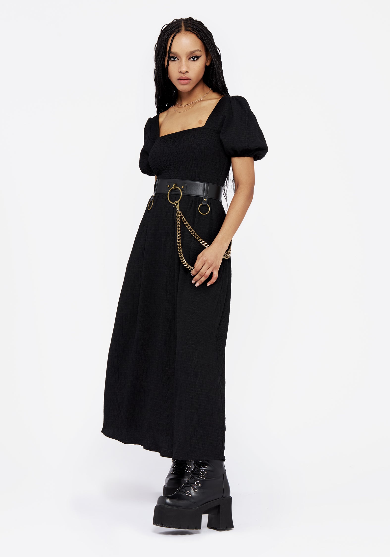 Faux Leather Chain Belt with Brass Hardware | Calliope