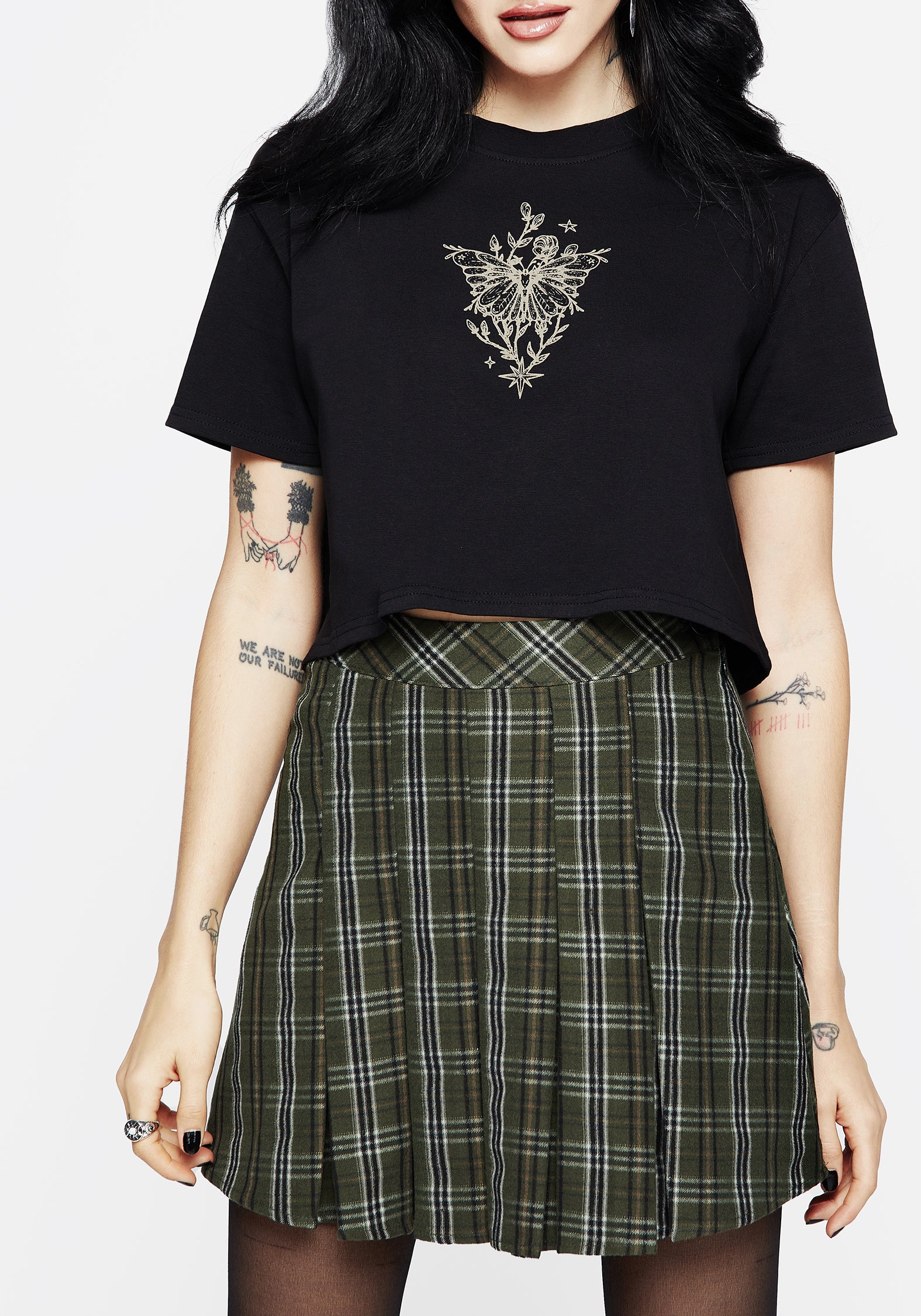 Green Check Pleated Micro Mini Skirt with High-Rise Fit | Morningstar