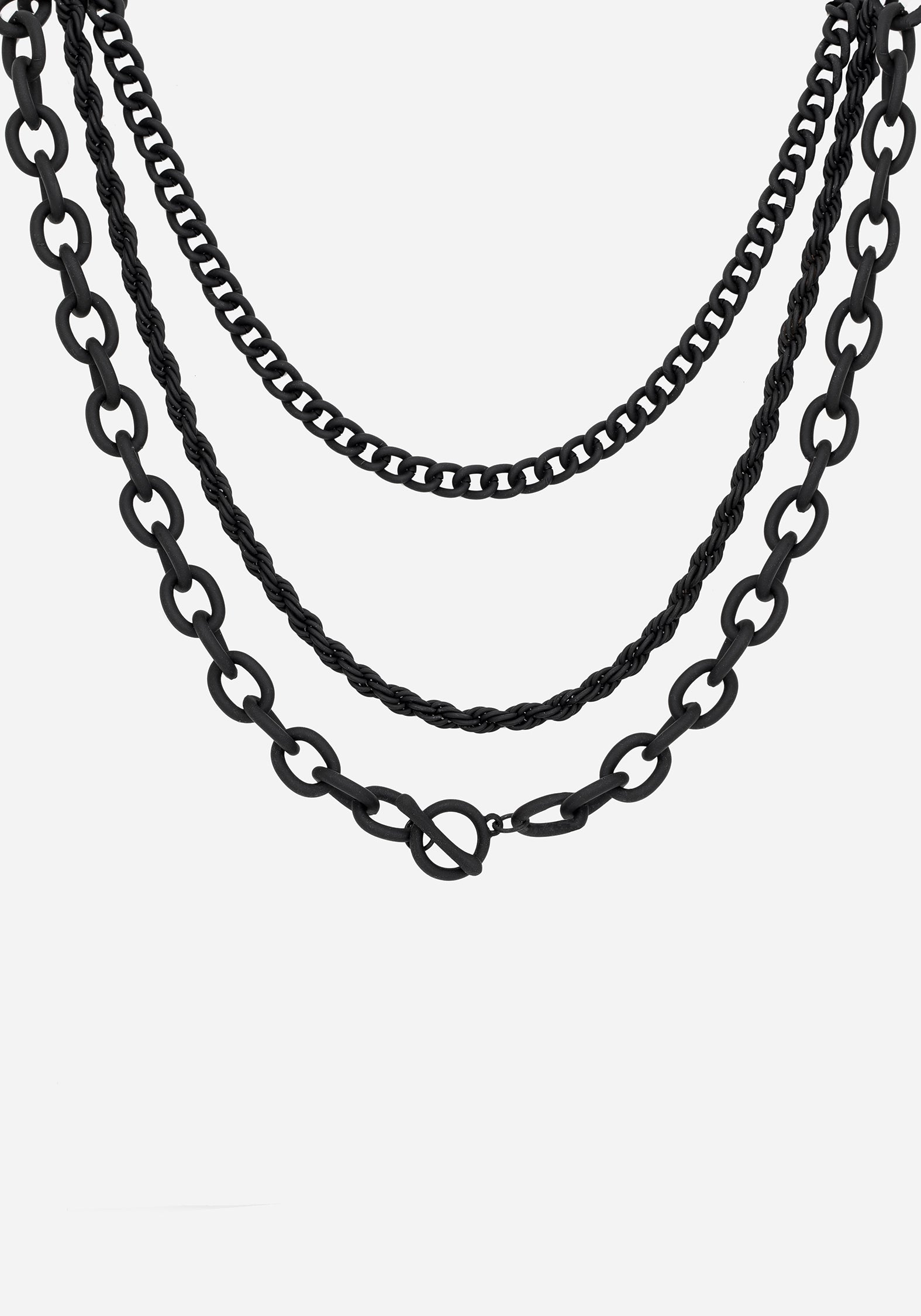 Matte Black Chunky Chain Layered Necklace | Alt Jewelry