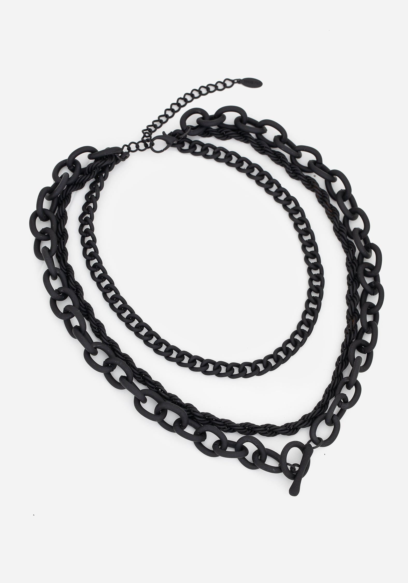 Matte Black Chunky Chain Layered Necklace | Alt Jewelry
