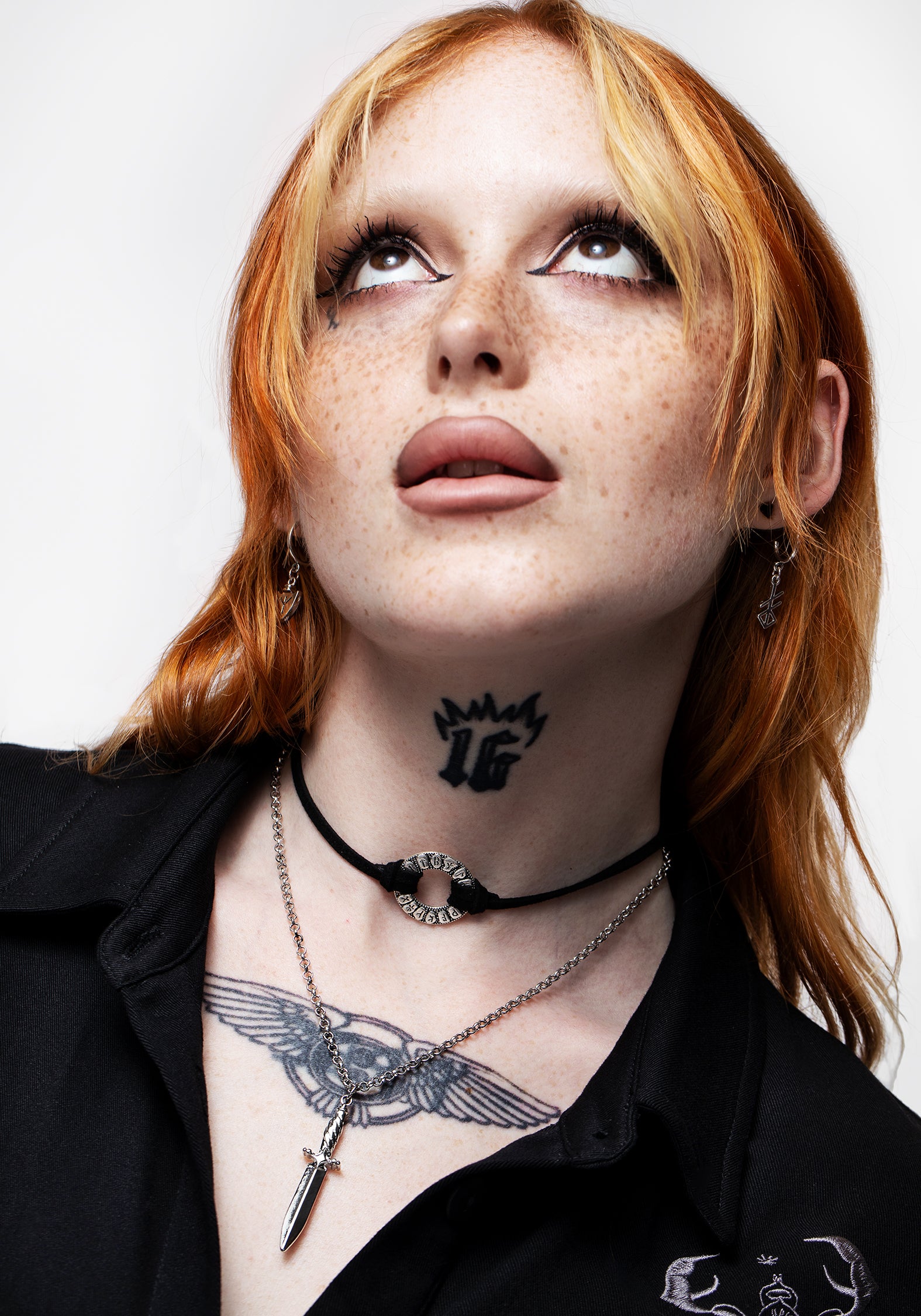 Runic Dagger Choker Necklace with Faux Suede & Chain | Mathilda