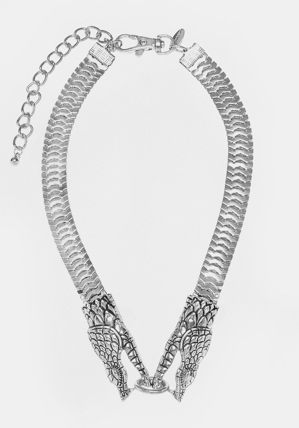 Double-Headed Snake Choker Necklace in Silver | Gothic Jewelry