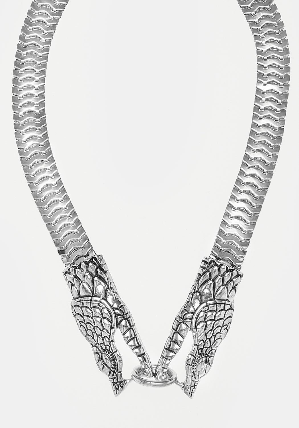 Double-Headed Snake Choker Necklace in Silver | Gothic Jewelry