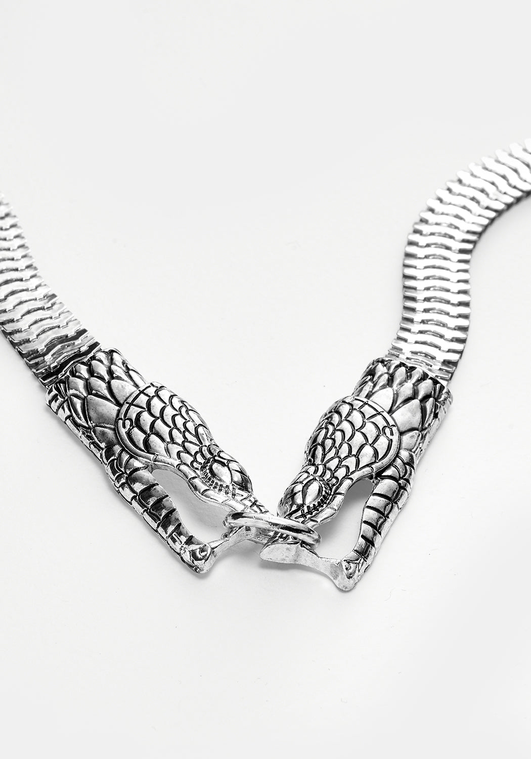 Double-Headed Snake Choker Necklace in Silver | Gothic Jewelry
