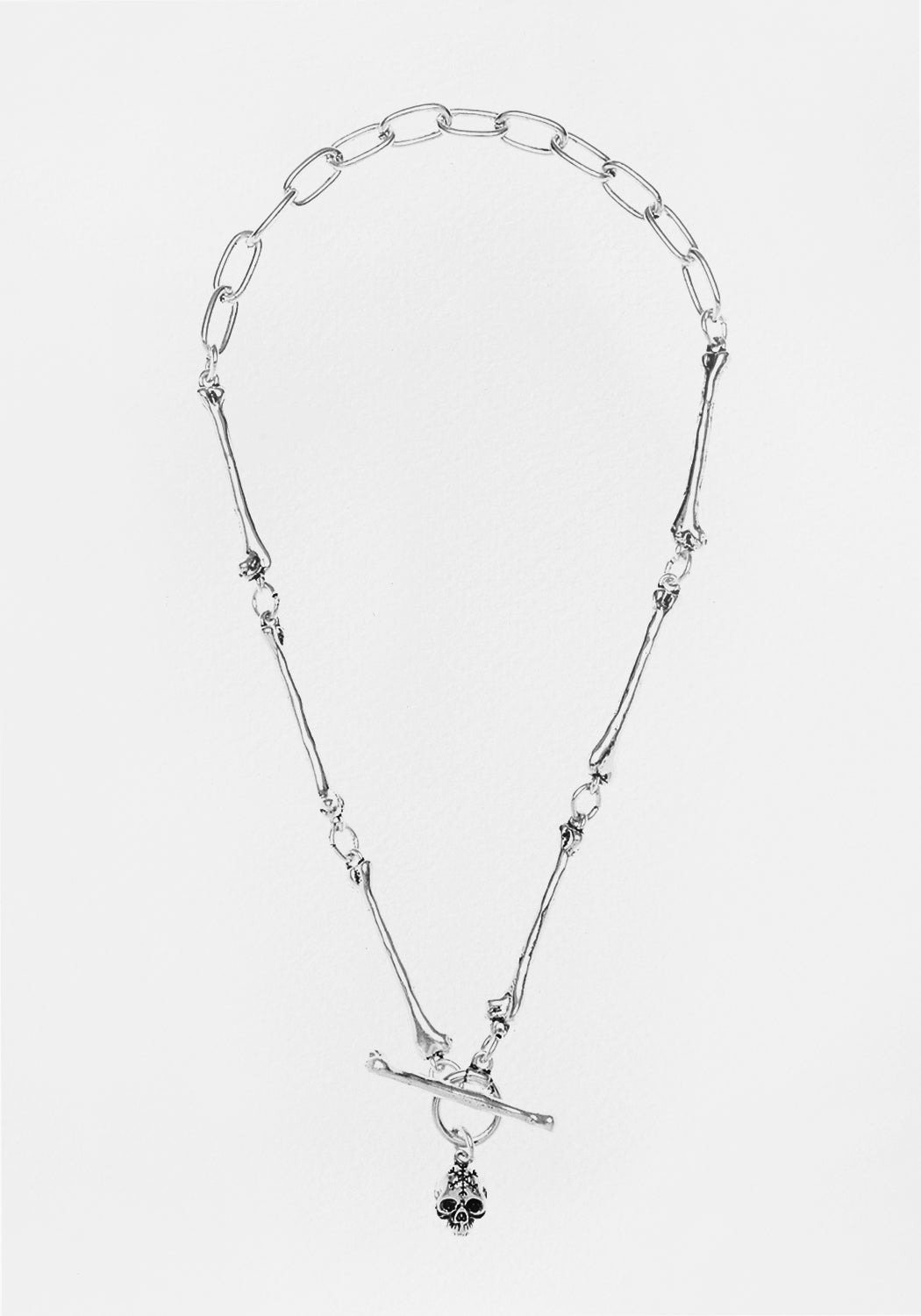 Black Agate Choker Necklace with Bone Pendant | Mori Bones Silver Jewelry