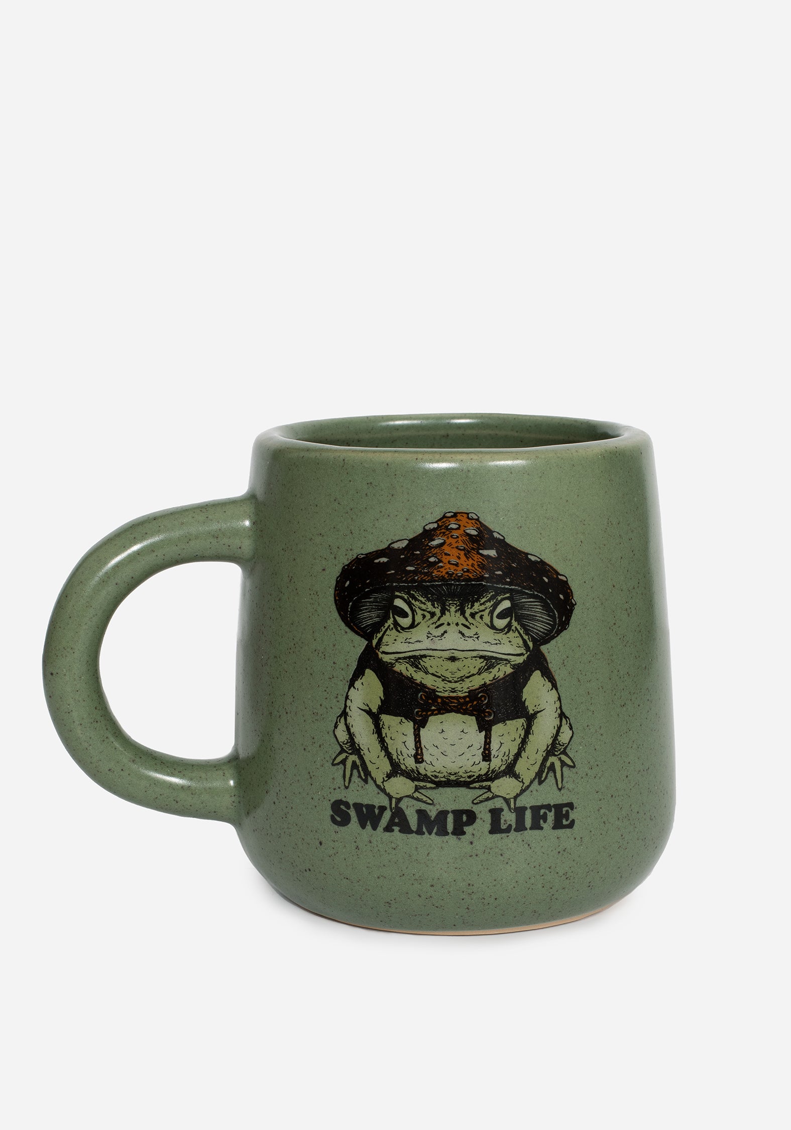 Speckled Green Frog Mug with Mushroom Print | Swamplife