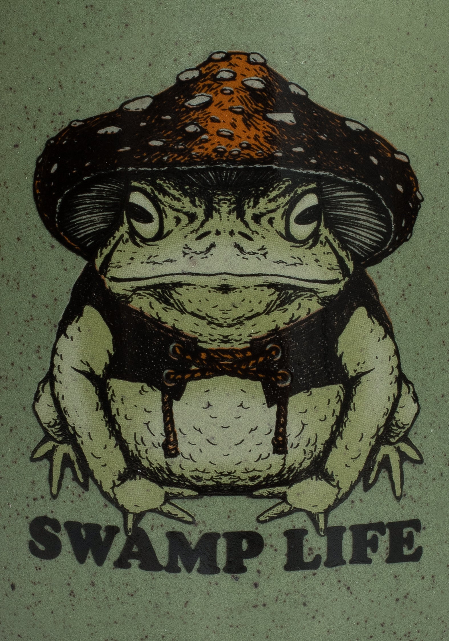 Speckled Green Frog Mug with Mushroom Print | Swamplife