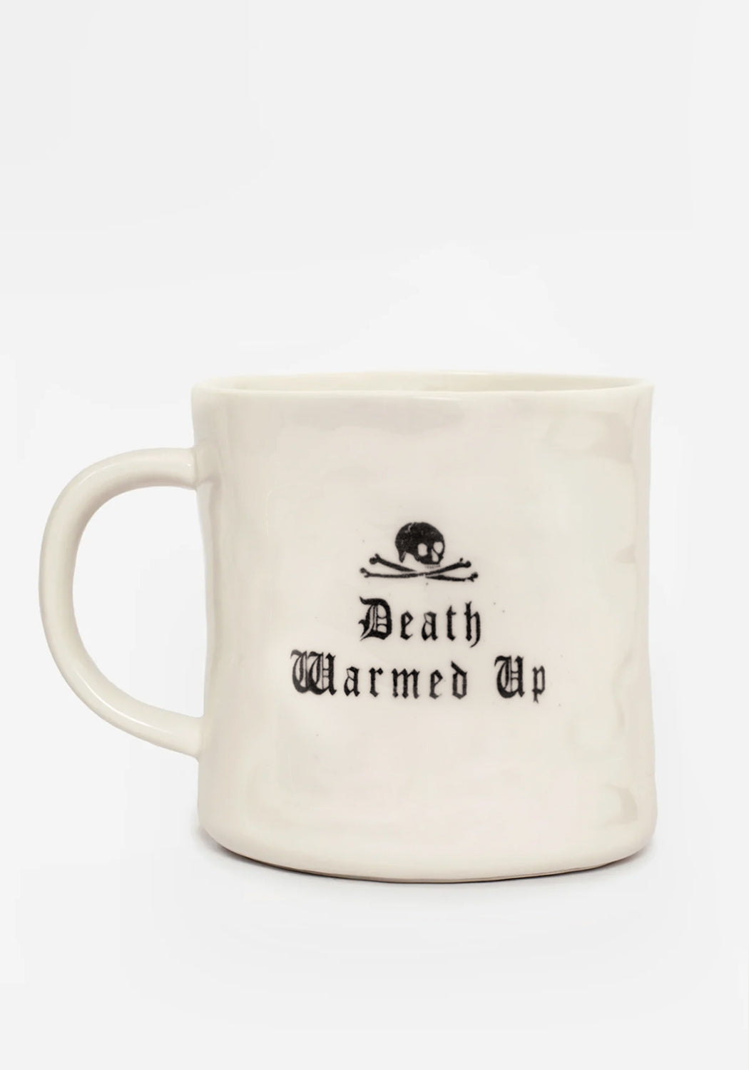 Gothic Death Warmed Up Mug with Speckled Ivory Glaze | Hand-Wrought Finish