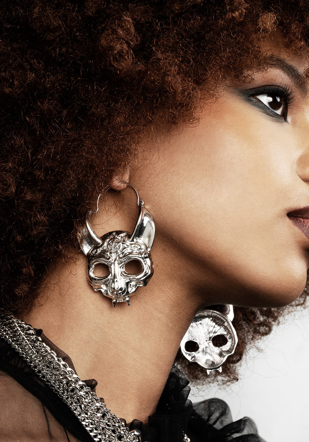 Gothic Cat Earrings with Pentacle Detail | Vampiric Silver Alloy