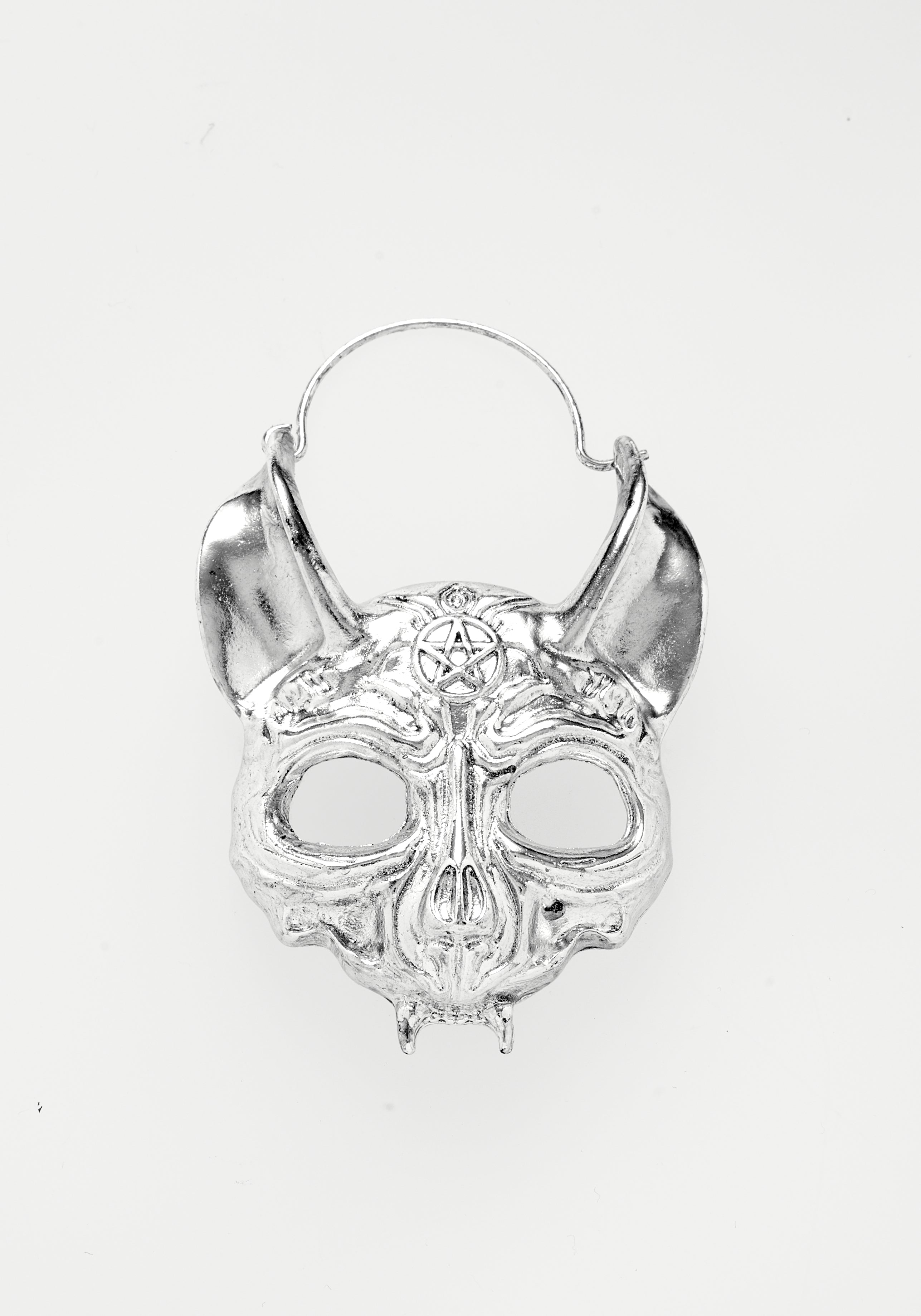 Gothic Cat Earrings with Pentacle Detail | Vampiric Silver Alloy