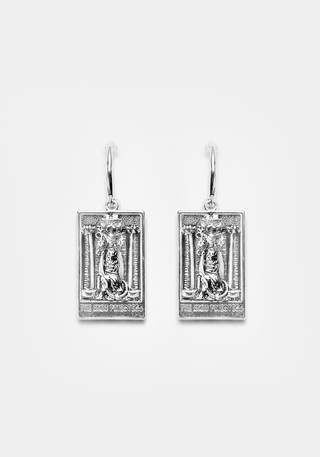 Silver High Priestess Tarot Hoop Earrings | Real Silver Plate